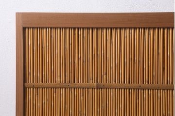 レトロ家具　竹の桟が和空間を高める御簾戸2枚セット(簾戸、簀戸、葭戸、夏障子、夏戸、窓、葦戸)(R-040932)