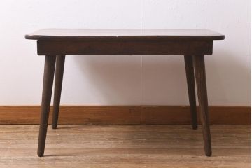 レトロ家具　ちゃぶ台リメイク　栓材　くっきりとした木目が魅力のセンターテーブル(ローテーブル)(R-040934)
