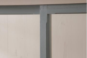 ペイント家具　大正昭和初期　三方ガラス　天板リメイク　フレンチスタイルにおすすめなガラスケース(ショーケース、陳列棚、飾り棚)(R-040936)