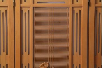 アンティーク家具　昭和中期　四君子(しくんし)　上質な空間作りにおすすめの四連折り畳み式パーテーション(衝立、仕切り)(R-040937)