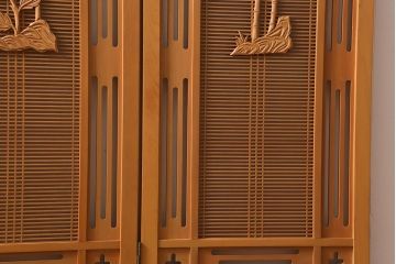 アンティーク家具　昭和中期　四君子(しくんし)　上質な空間作りにおすすめの四連折り畳み式パーテーション(衝立、仕切り)(R-040937)