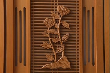アンティーク家具　昭和中期　四君子(しくんし)　上質な空間作りにおすすめの四連折り畳み式パーテーション(衝立、仕切り)(R-040937)