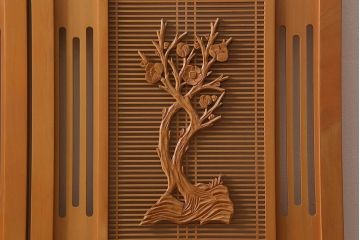 アンティーク家具　昭和中期　四君子(しくんし)　上質な空間作りにおすすめの四連折り畳み式パーテーション(衝立、仕切り)(R-040937)