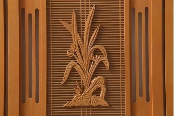 アンティーク家具　昭和中期　四君子(しくんし)　上質な空間作りにおすすめの四連折り畳み式パーテーション(衝立、仕切り)(R-040937)