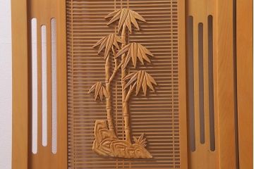 アンティーク家具　昭和中期　四君子(しくんし)　上質な空間作りにおすすめの四連折り畳み式パーテーション(衝立、仕切り)(R-040937)
