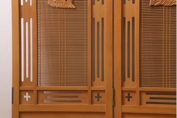 アンティーク家具　昭和中期　四君子(しくんし)　上質な空間作りにおすすめの四連折り畳み式パーテーション(衝立、仕切り)(R-040937)