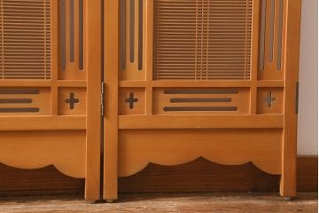 アンティーク家具　昭和中期　四君子(しくんし)　上質な空間作りにおすすめの四連折り畳み式パーテーション(衝立、仕切り)(R-040937)