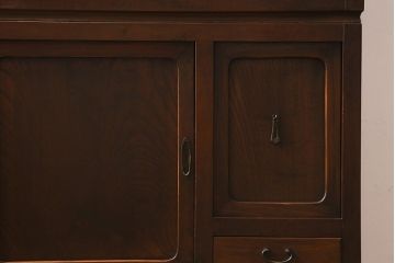 アンティーク家具　和製アンティーク　昭和初期　ダイヤガラスがレトロな雰囲気を醸し出す重ね戸棚(収納棚、引き出し、キャビネット)(R-040939)