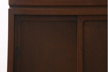 アンティーク家具　和製アンティーク　昭和初期　ダイヤガラスがレトロな雰囲気を醸し出す重ね戸棚(収納棚、引き出し、キャビネット)(R-040939)
