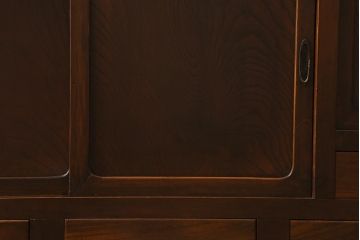 アンティーク家具　和製アンティーク　昭和初期　ダイヤガラスがレトロな雰囲気を醸し出す重ね戸棚(収納棚、引き出し、キャビネット)(R-040939)