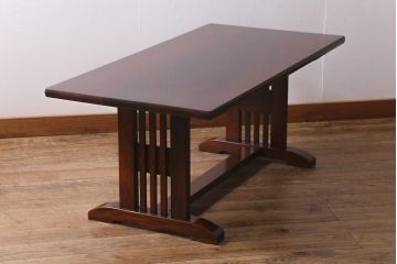 中古　九州民芸家具　シックなデザインが魅力のセンターテーブル(定価約33万円)(リビングテーブル)(R-040940)
