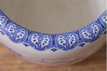 アンティーク雑貨　和製アンティーク　山水図　風情溢れる瀬戸火鉢(鉢カバー、手あぶり)(R-040999)