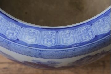 アンティーク雑貨　昭和初期　山水図　風情溢れる瀬戸火鉢(鉢カバー)(R-041001)