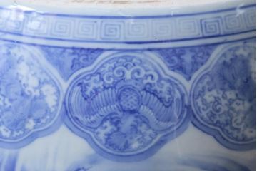 アンティーク雑貨　昭和初期　山水図　風情溢れる瀬戸火鉢(鉢カバー)(R-041001)