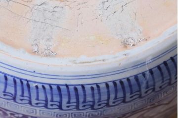 アンティーク雑貨　昭和初期　牡丹・山水図　風情溢れる瀬戸火鉢(鉢カバー)(R-041002)