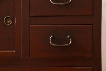 アンティーク家具　ヒノキ材天板リメイク　レトロなチェスト(サイドキャビネット、収納棚、テレビ台)(R-041032)