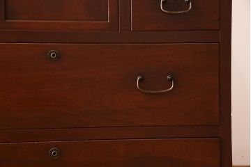 アンティーク家具　ヒノキ材天板リメイク　レトロなチェスト(サイドキャビネット、収納棚、テレビ台)(R-041032)