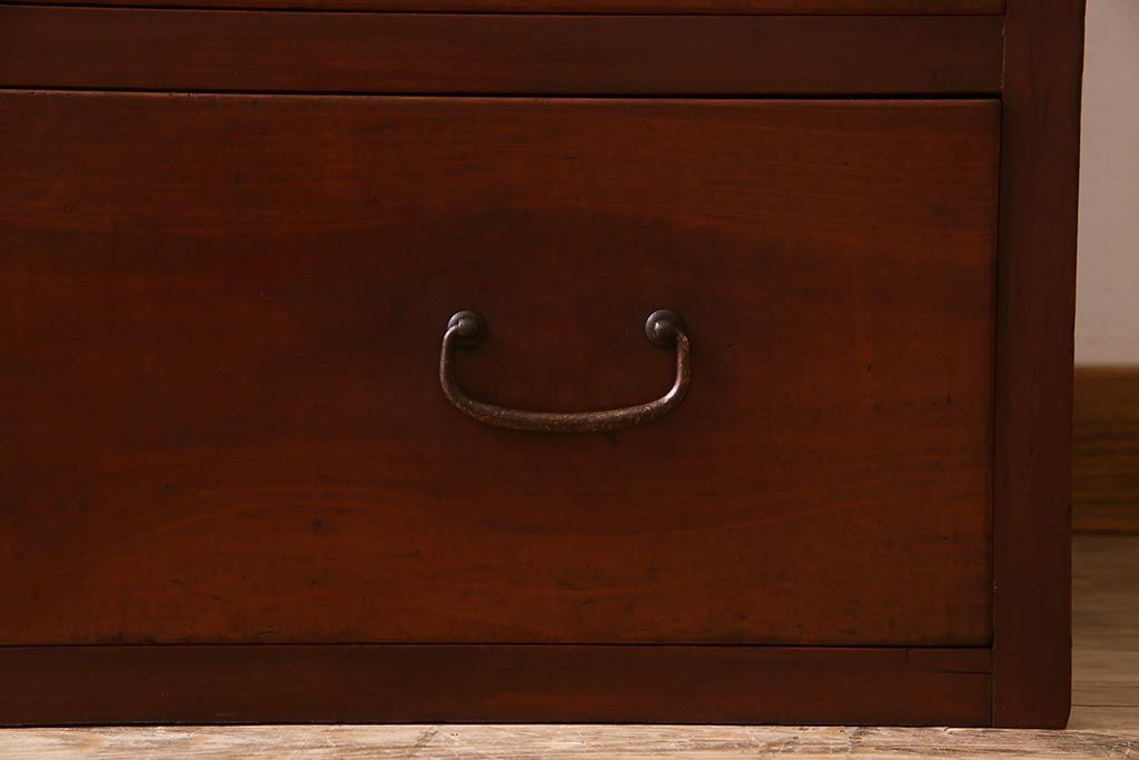 アンティーク家具　ヒノキ材天板リメイク　レトロなチェスト(サイドキャビネット、収納棚、テレビ台)(R-041032)