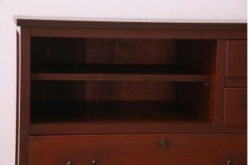 アンティーク家具　ヒノキ材天板リメイク　レトロなチェスト(サイドキャビネット、収納棚、テレビ台)(R-041032)