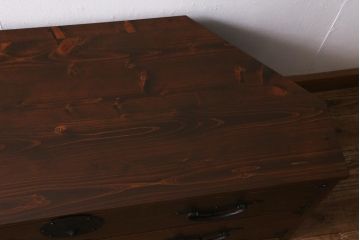 ラフジュ工房オリジナル　古金具リメイク　前板栗材　ヒノキ材　フラップダウン扉が使いやすい和モダンなコーナーテレビ台(キャビネット、テレビボード、収納棚)(R-041040)