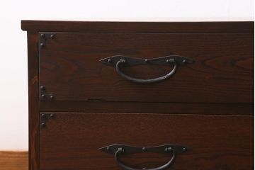 ラフジュ工房オリジナル　古金具リメイク　前板栗材　ヒノキ材　フラップダウン扉が使いやすい和モダンなコーナーテレビ台(キャビネット、テレビボード、収納棚)(R-041040)