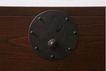 ラフジュ工房オリジナル　古金具リメイク　前板栗材　ヒノキ材　フラップダウン扉が使いやすい和モダンなコーナーテレビ台(キャビネット、テレビボード、収納棚)(R-041040)