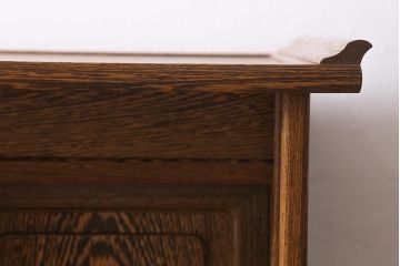 中古　民芸家具　鉄刀木(タガヤサン)　透かし彫り　美しい杢目が高級感漂う飾り棚(茶棚、収納棚)(R-041042)