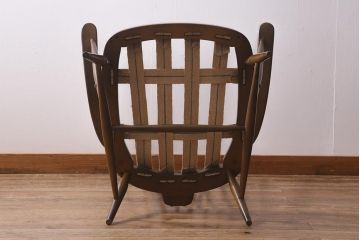 ヴィンテージ家具　ERCOL(アーコール)　エバーグリーン　ハイバック　クラシカルな佇まいが魅力の1人掛けイージーチェア(ラウンジチェア、アームチェア、椅子、ソファ、ビンテージ)(R-041044)