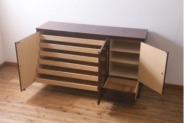 当店リメイク家具　伝統民芸　岩谷堂箪笥　衣装盆・収納棚2way　脚付サイドボード(衣装箪笥、収納棚)(R-041045)