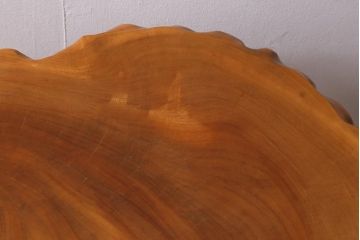 中古　民芸家具　総ケヤキ材　天板一枚板　独特の存在感を放つサイドテーブル(R-041050)