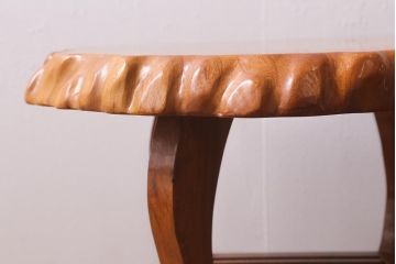 中古　民芸家具　総ケヤキ材　天板一枚板　独特の存在感を放つサイドテーブル(R-041050)