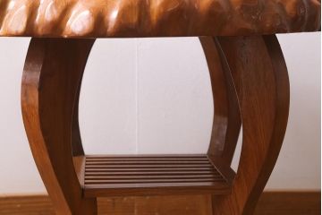 中古　民芸家具　総ケヤキ材　天板一枚板　独特の存在感を放つサイドテーブル(R-041050)