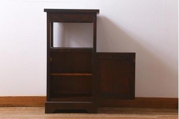 中古　北海道民芸家具　シックなお部屋にも似合う電話台(サイドテーブル、ナイトテーブル)(R-041053)