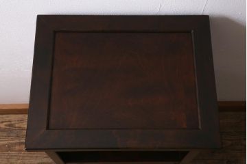 中古　北海道民芸家具　シックなお部屋にも似合う電話台(サイドテーブル、ナイトテーブル)(R-041053)