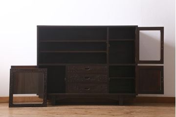 中古　軽井沢彫り　桜の意匠が見事な職人技が光るサイドボード(サイドキャビネット、収納棚)(R-041065)