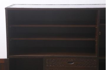 中古　軽井沢彫り　桜の意匠が見事な職人技が光るサイドボード(サイドキャビネット、収納棚)(R-041065)