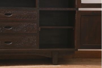 中古　軽井沢彫り　桜の意匠が見事な職人技が光るサイドボード(サイドキャビネット、収納棚)(R-041065)