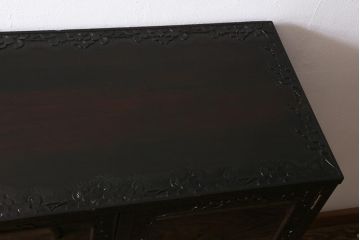 中古　軽井沢彫り　桜の意匠が見事な職人技が光るサイドボード(サイドキャビネット、収納棚)(R-041065)