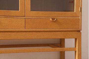 ヴィンテージ家具　ナラ材　ナチュラルレトロな脚付きキャビネット(本箱、収納棚、ビンテージ)(R-041066)