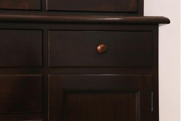 ヴィンテージ家具　松本民芸家具　収納力たっぷりの高級感漂うD型食器棚(カップボード、飾り棚、収納棚、本箱、ビンテージ)(R-041068)