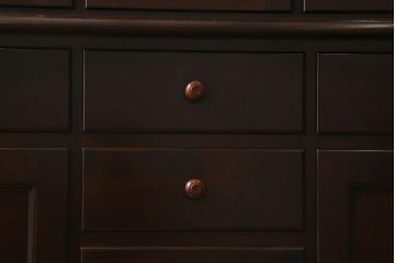 ヴィンテージ家具　松本民芸家具　収納力たっぷりの高級感漂うD型食器棚(カップボード、飾り棚、収納棚、本箱、ビンテージ)(R-041068)