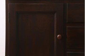 ヴィンテージ家具　松本民芸家具　収納力たっぷりの高級感漂うD型食器棚(カップボード、飾り棚、収納棚、本箱、ビンテージ)(R-041068)