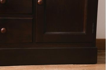 ヴィンテージ家具　松本民芸家具　収納力たっぷりの高級感漂うD型食器棚(カップボード、飾り棚、収納棚、本箱、ビンテージ)(R-041068)