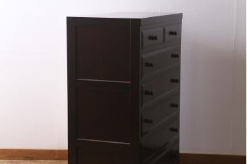 中古　松本民芸家具　D型整理タンスI　和洋どちらにも馴染む上品な佇まいのチェスト(衣装タンス、引き出し)(定価約30万円)(R-041073)
