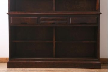 中古　神居民芸家具　カバ材　和モダンな空間づくりにおすすめな食器戸棚(食器棚、水屋、キャビネット)(R-041077)