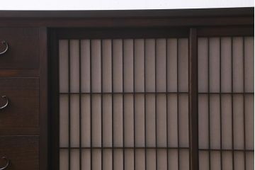 ラフジュ工房オリジナル　古建具リメイク　引き出し付き　障子貼りに組子が映える和モダンなキャビネット(戸棚、リビングボード)(R-041078)
