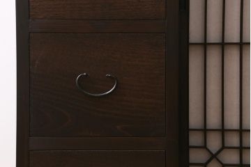 ラフジュ工房オリジナル　古建具リメイク　引き出し付き　障子貼りに組子が映える和モダンなキャビネット(戸棚、リビングボード)(R-041078)