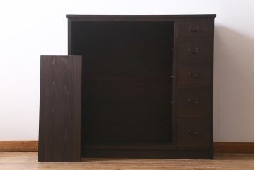 ラフジュ工房オリジナル　古建具リメイク　引き出し付き　風情漂う組子書院戸のキャビネット(戸棚、リビングボード)(R-041079)