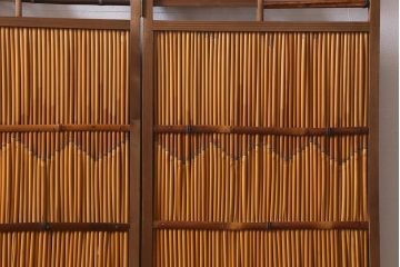 ビンテージ家具　昭和後期　凝ったデザインが魅力的な四連折り畳み式パーテーション(つい立て、衝立、仕切り)(R-041080)