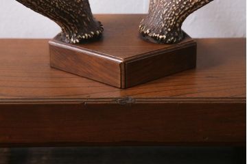 アンティーク雑貨　明治大正期　ケヤキ台　鹿角　刀掛(刀置き、飾り台)(R-041083)